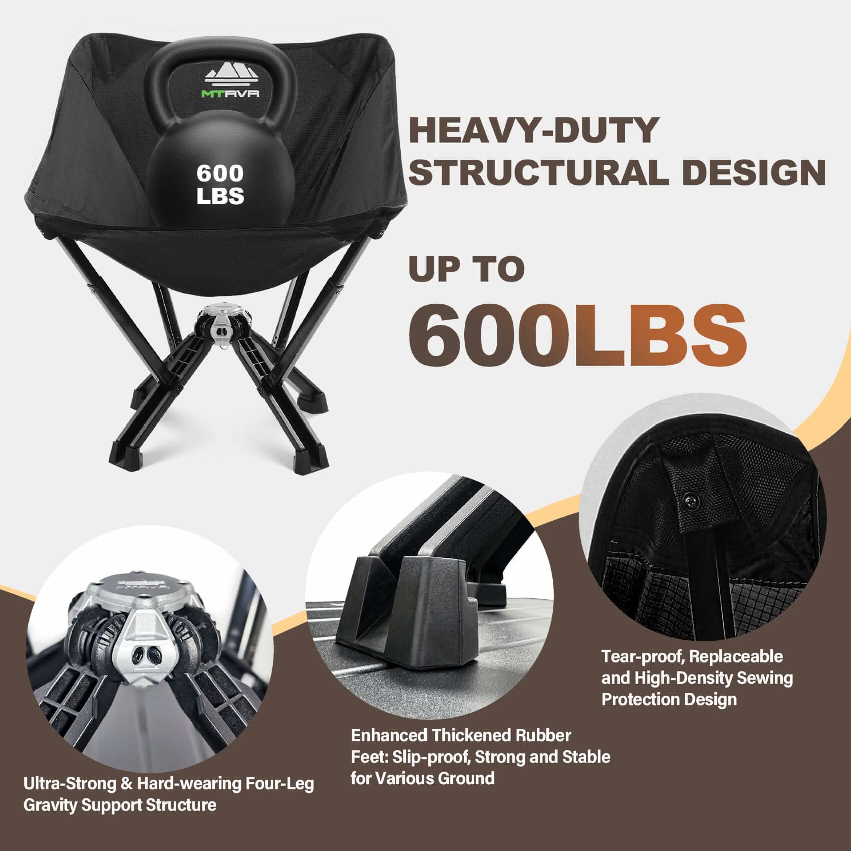 MTRVR Compact Portable Folding Camping Chair for Car Traveling