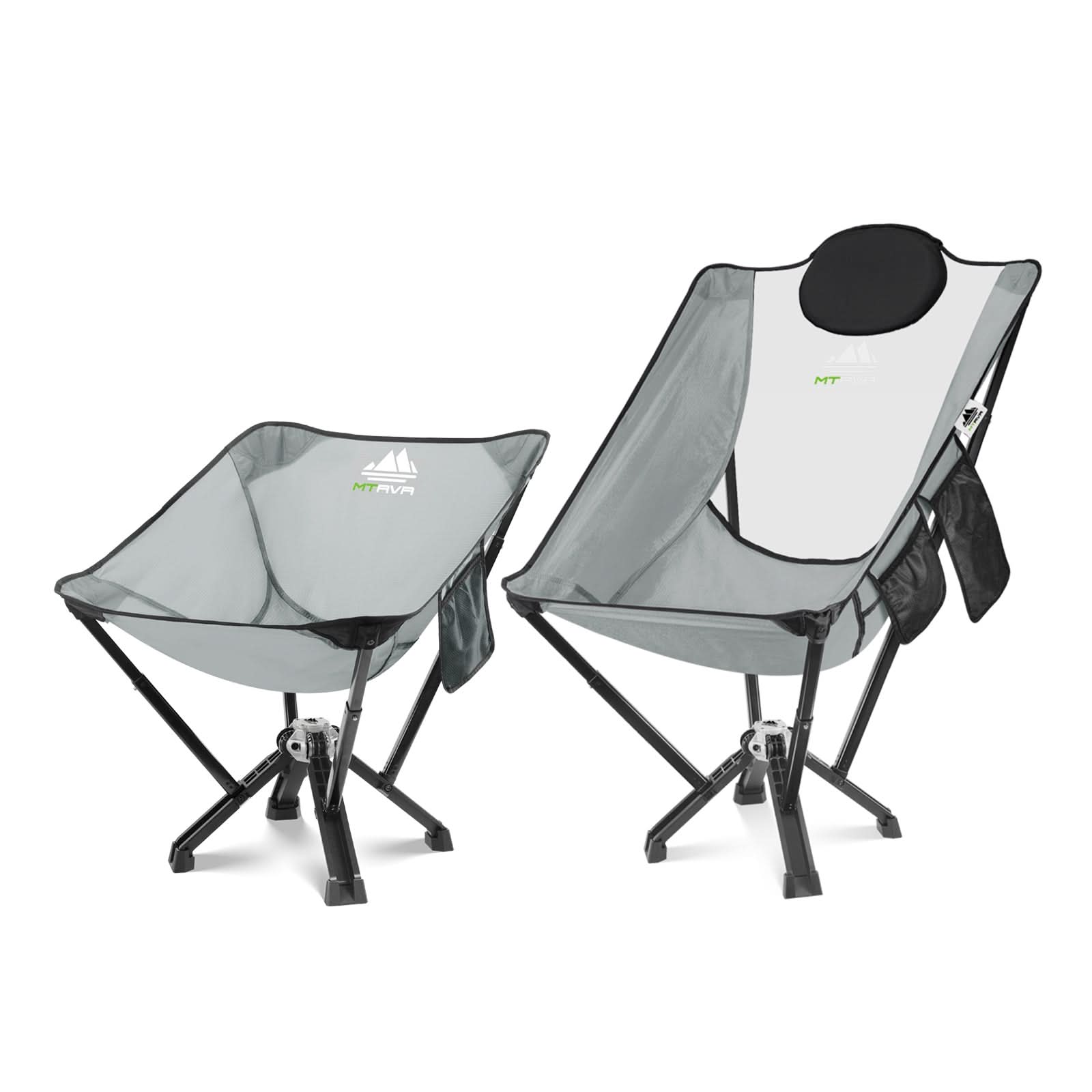 2-Piece Camping Chair Set:Classic  Camping Chairs A + High Back Chairs D – Foldable, Ergonomic, Durable for Couples or Solo Trips