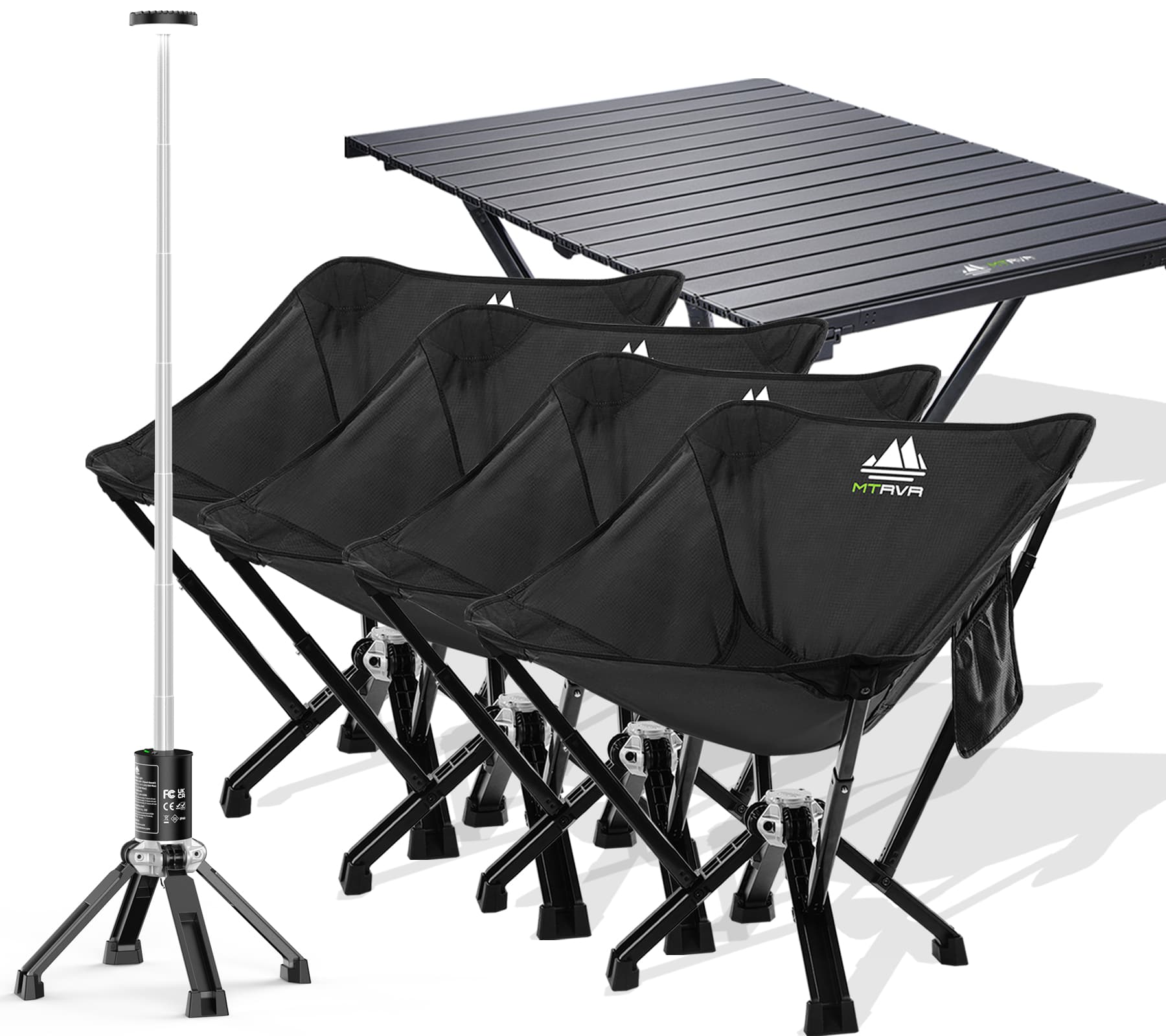 6-Pack: 4xBlack Classic Chairs+1xLong Table+1xLight