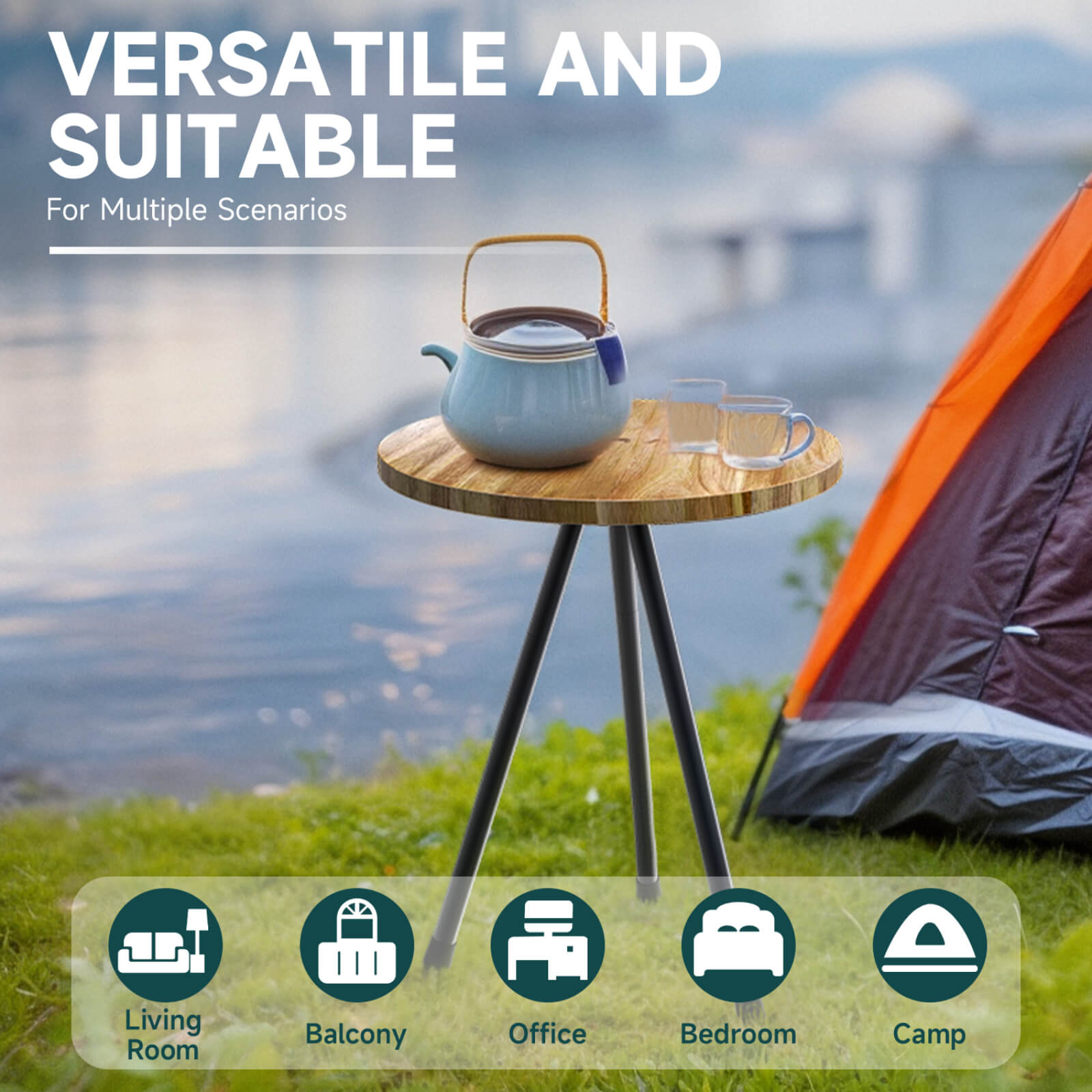 MTRVR Folding Camping Table for Picnic Wood