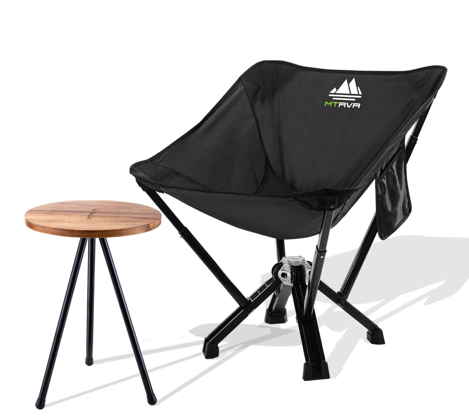 MTRVR Folding Chair Wood Round Table Set