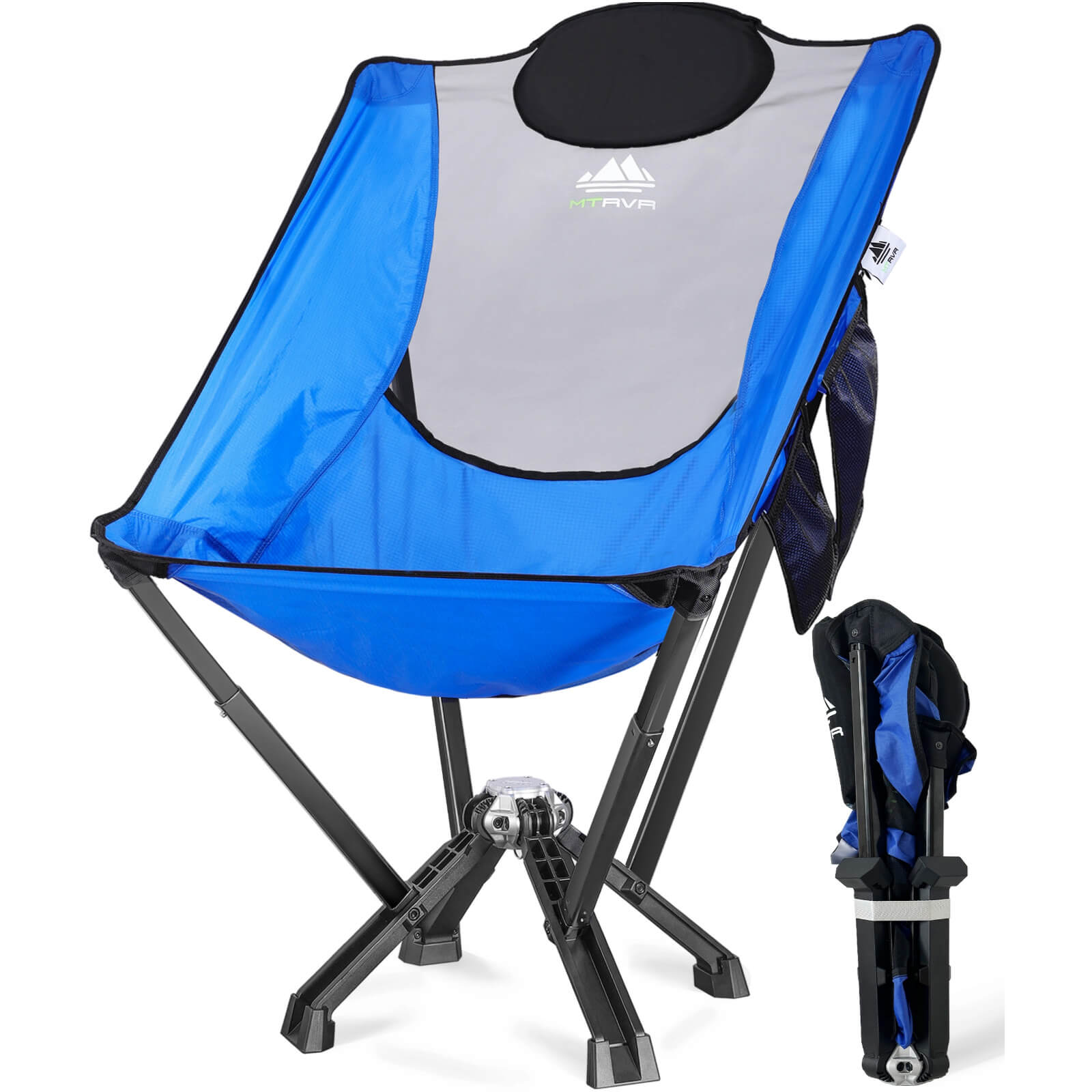 MTRVR Heavy Duty High Back Folding Camp Chair for Adult Blue -1