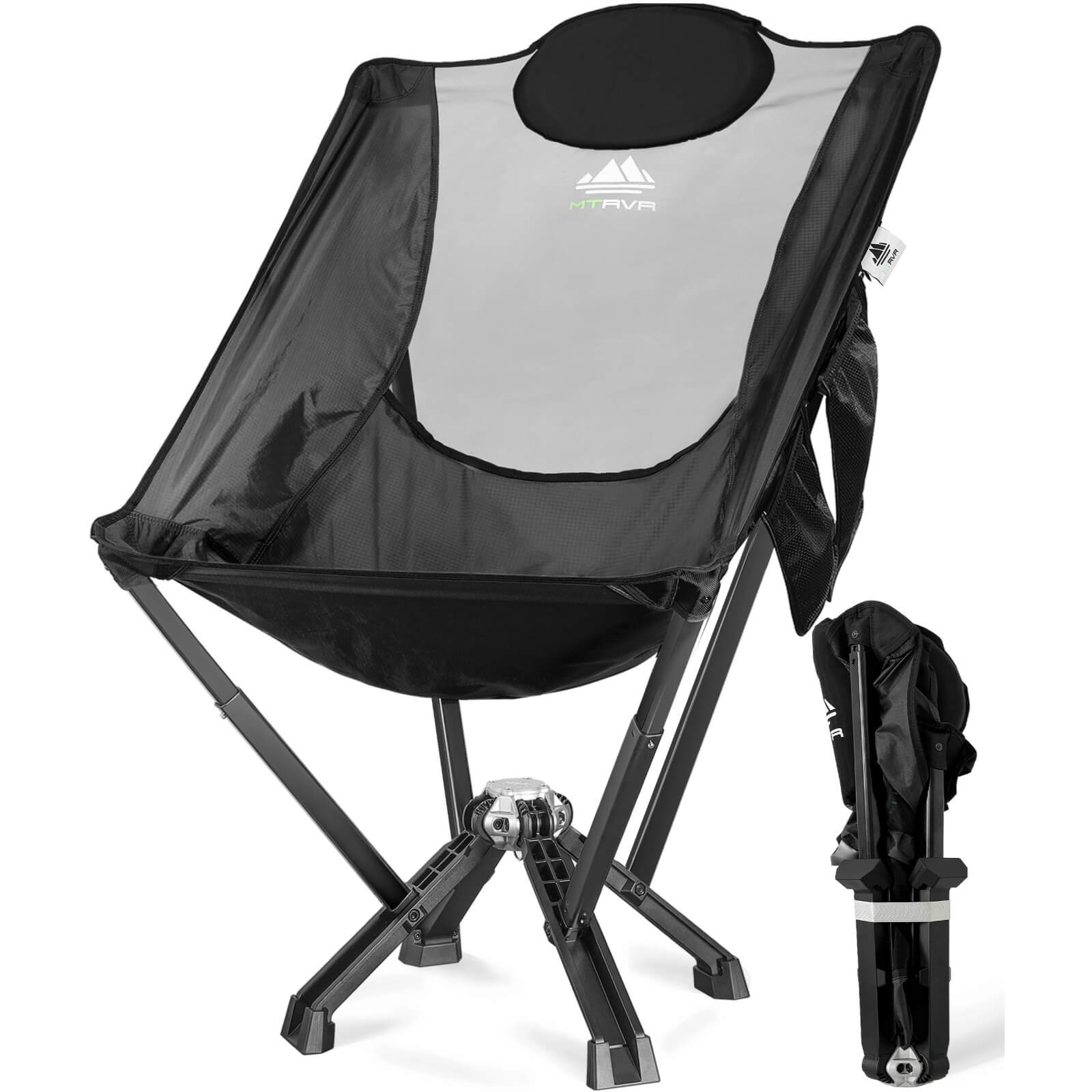 MTRVR High Back Folding Camping Chair for Taller Bigger Adult Black -1