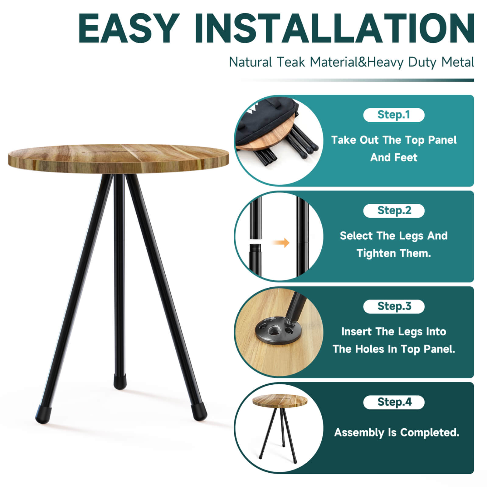MTRVR Wood Camping Table for Picnic BBQ Party